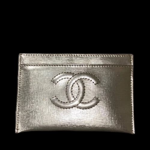 Chanel Timeless Card Holder Metallic Lambskin Silver