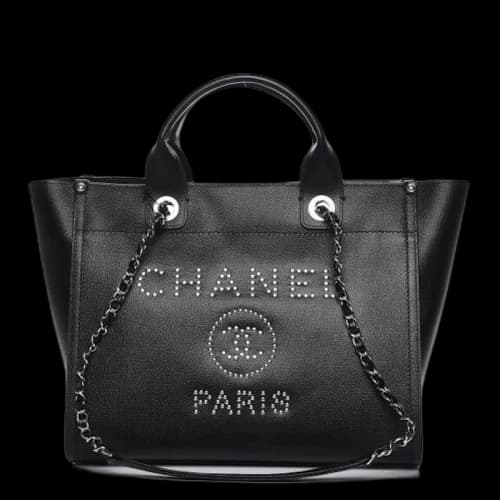Chanel Deauville Tote Studded Small Black