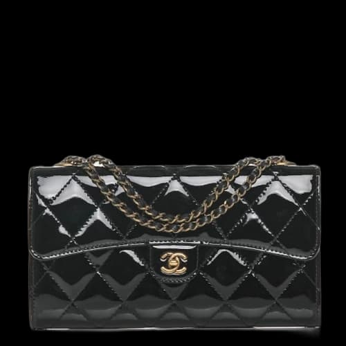 Chanel Wallet on Chain Eyelet Quilted Black