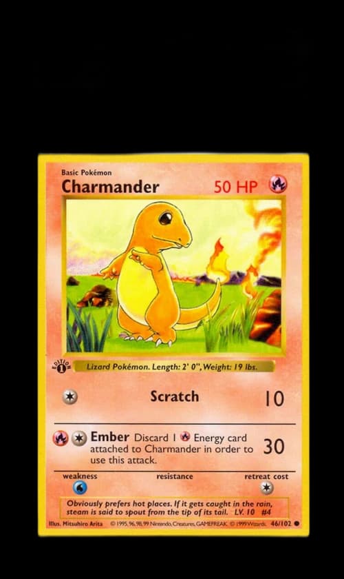 Charmander 1999 Pokemon TCG Base Set 1st Edition #46/102 (PSA or BGS Graded)