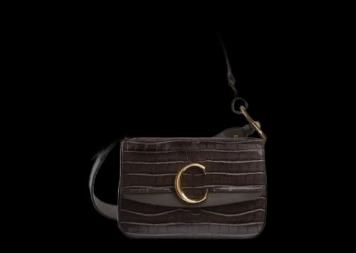 Chloe C Double Carry Croco Small Profound Brown
