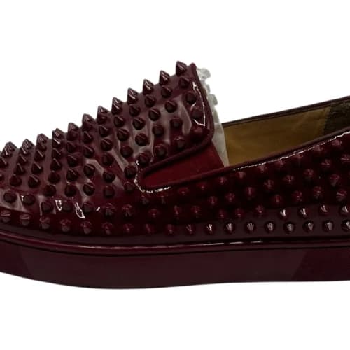 Christian Louboutin Roller-Boat Patent Spikes Burgundy