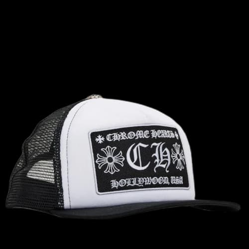 Chrome Hearts CH Hollywood Trucker Hat Black/White