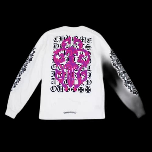 Chrome Hearts Eye Chart Dagger Longsleeve T-shirt White/Pink