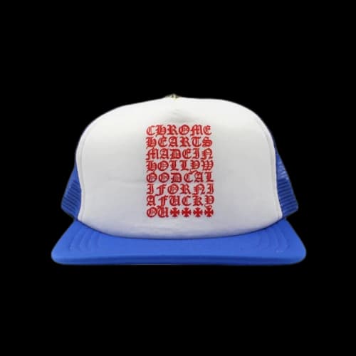 Chrome Hearts Eyechart Trucker Hat Blue/White/Red