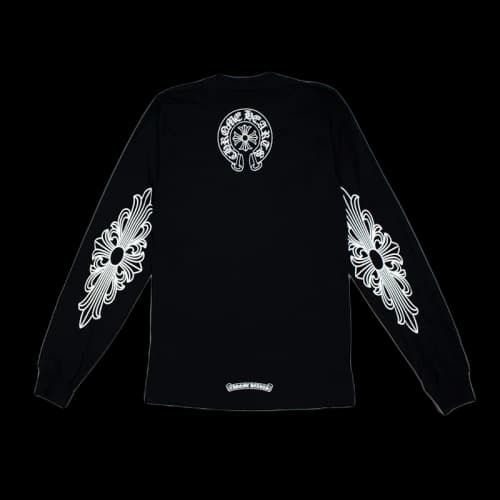 Chrome Hearts Neck Logo Floral Cross L/S T-shirt Black