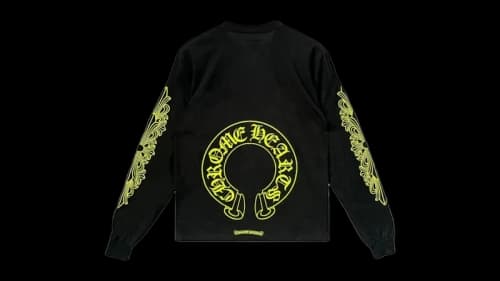Chrome Hearts Neon Yellow Horseshoe Long Sleeve Tee Black/Neon