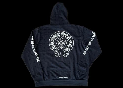 Chrome Hearts Plus Cross Allover Print With Horseshoe Logo Hoodie Black