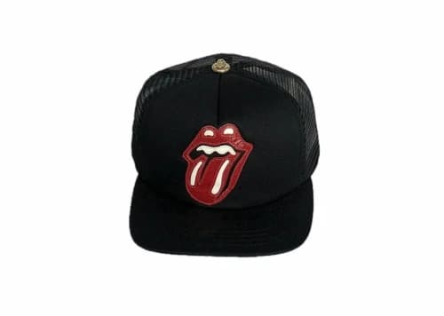 Chrome Hearts x Rolling Stones Leather Patch Trucker Hat Black