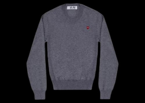 Comme des Garcons PLAY Small Heart V-Neck Pullover Grey