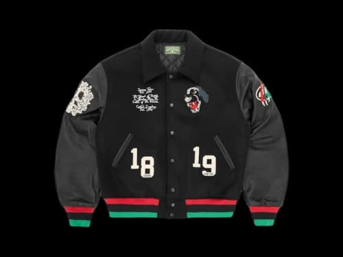 Corteiz x Denim Tears Cortears Panther Varsity Jacket Black