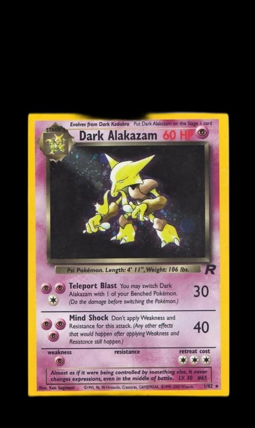 Dark Alakazam-Holo 2000 Pokemon TCG Team Rocket #1/82 (PSA or BGS Graded)