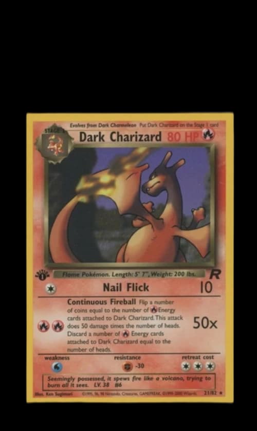 Dark Charizard 2000 Pokemon TCG Team Rocket 1st Edition 21/82 (PSA or BGS Graded)