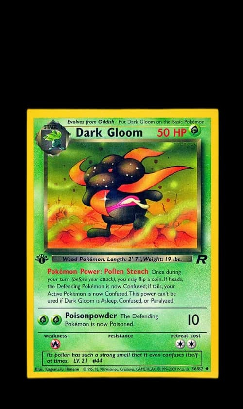 Dark Gloom 2000 Pokemon TCG Team Rocket 1st Edition #36/82 (PSA or BGS Graded)