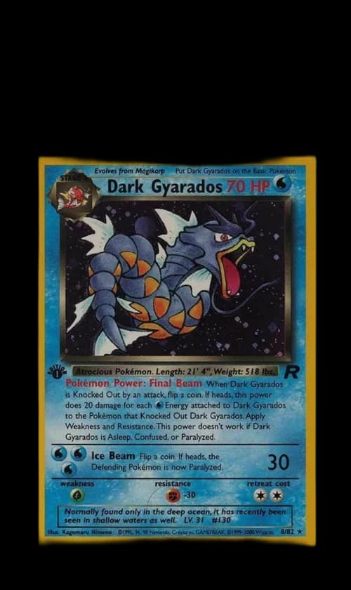 Dark Gyrados 2000 Pokemon TCG Rocket Holo #8 (PSA or BGS Graded)