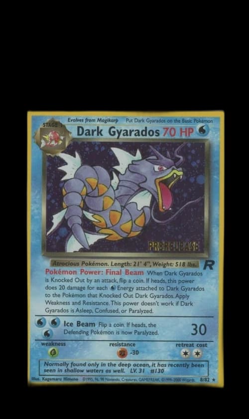 Dark Gyrados 2000 Pokemon TCG Rocket Holo Prerelease #8 (PSA or BGS Graded)