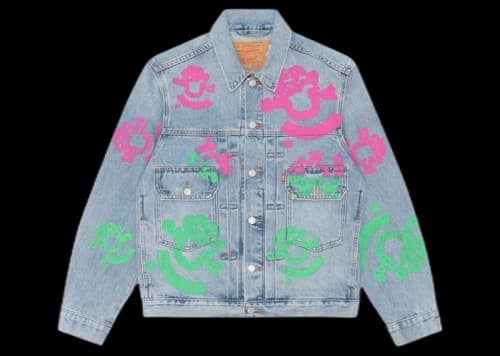 Denim Tears Bstroy Tears Type-2 Light Wash Denim Trucker Jacket Pink/Green