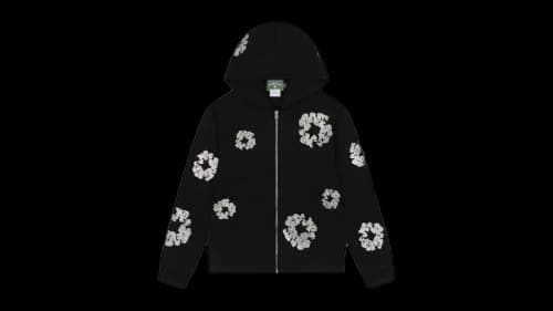Denim Tears Cashmere Swarovski Cotton Wreath Zip Hoodie Black