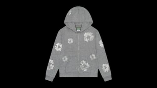 Denim Tears Cashmere Swarovski Cotton Wreath Zip Hoodie Grey