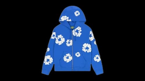 Denim Tears Cotton Wreath Zip Hoodie Blue