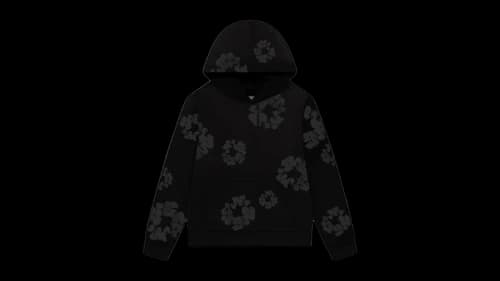Denim Tears Faded Mono Cotton Wreath Hoodie Black