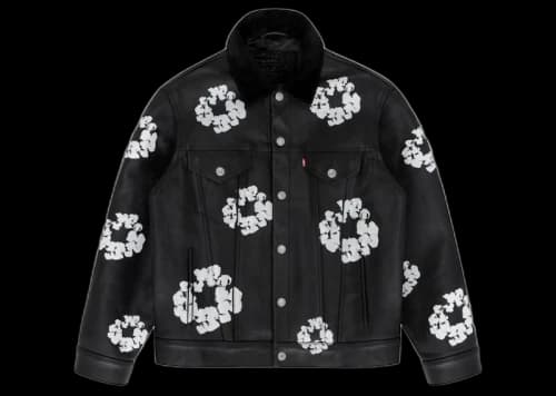 Denim Tears x Levi's Leather Cotton Wreath Type-3 Jacket Black Denim