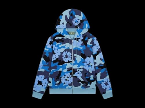Denim Tears The Cotton Wreath Zip Sweatshirt Blue Camo