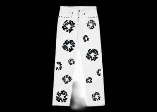 Denim Tears x Levi's 501 Cotton Rhinestone Wreath Jeans White