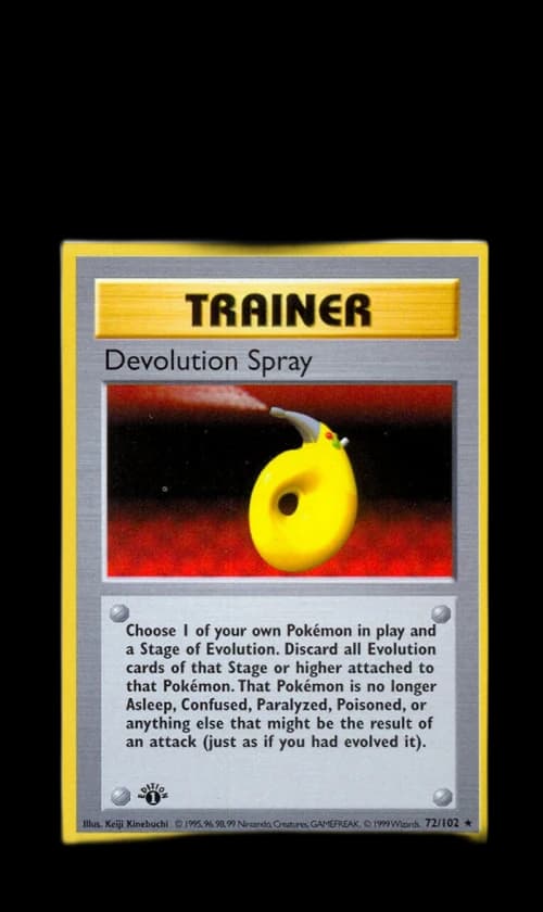 Devolution Spray 1999 Pokemon TCG Base Set 1st Edition #72/102 (PSA or BGS Graded)