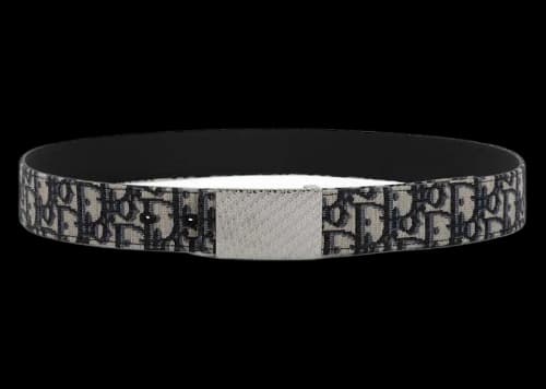 Dior Oblique Jacquard Grained Calfskin Belt Beige/Black