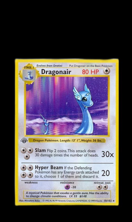 Dragonair 1999 Pokemon TCG Base Set 1st Edition #18/102 (PSA or BGS Graded)