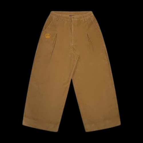 drew house corduroy ultra wide pleated pant red brown