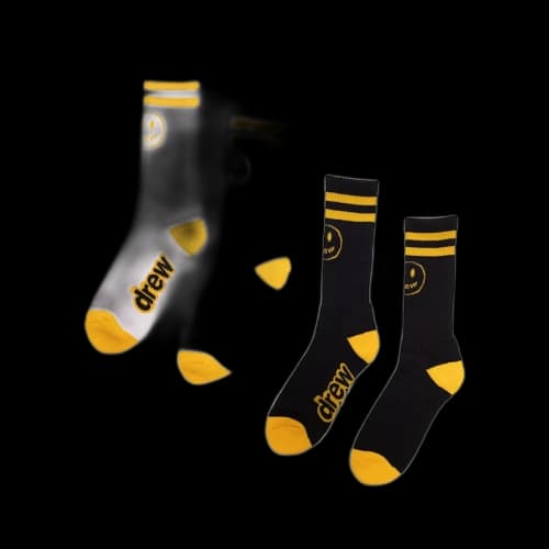 drew house mascot stripe socks (pack of 2) black/white