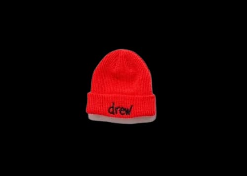 drew house scribble soft rib beanie red