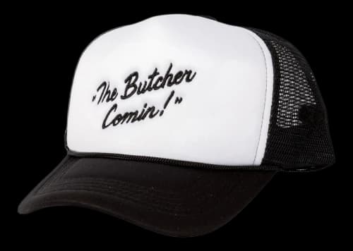DropX™️ Exclusive: Benny the Butcher x Bricks & Wood x Coachella Pyrex Trucker Hat Black