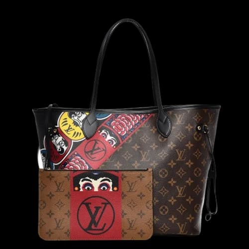 Louis Vuitton x Kansai Yamamoto Neverfull Monogram Kabuki MM Cerise Lining