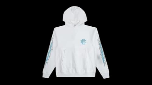 Eric Emanuel EE Basic Hoodie White/Baby Blue Bolts