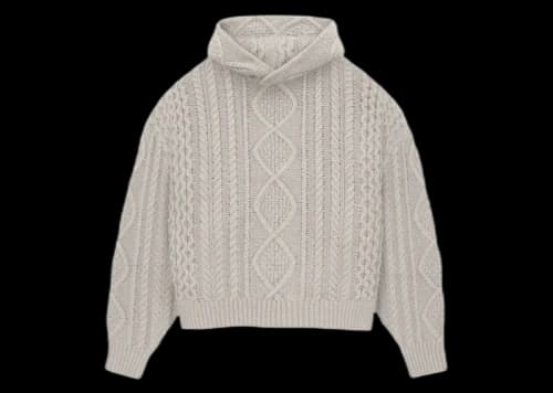 Fear of God Essentials Cable Knit Hoodie Silver Cloud