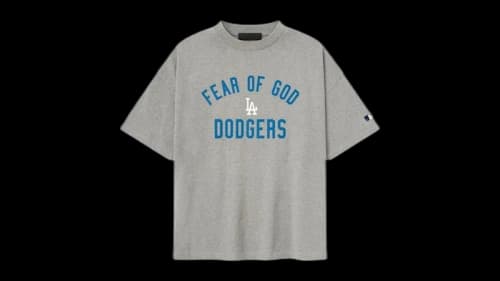 Fear of God Essentials Dodgers 90's Tee Concrete Heather