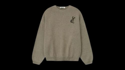 Fear of God Essentials Embroidered Merino Crewneck Sweater Homestead Heather