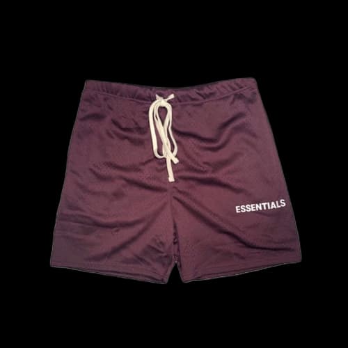 Fear of God Essentials Graphic Mesh Drawstring Shorts Burgundy