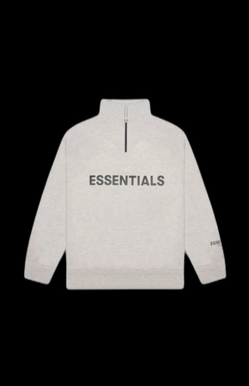 Fear of God Essentials Half Zip Pullover Sweater Heather Oatmeal