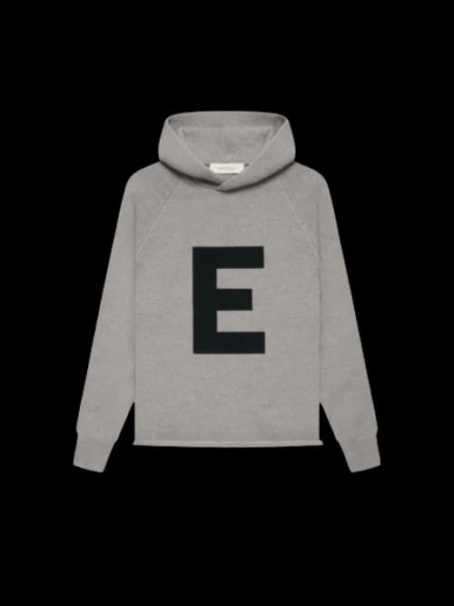 Fear of God Essentials Kids Big E Knit Hoodie Dark Oatmeal