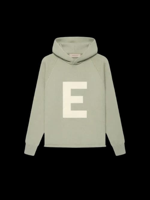 Fear of God Essentials Kids Big E Knit Hoodie Seafoam