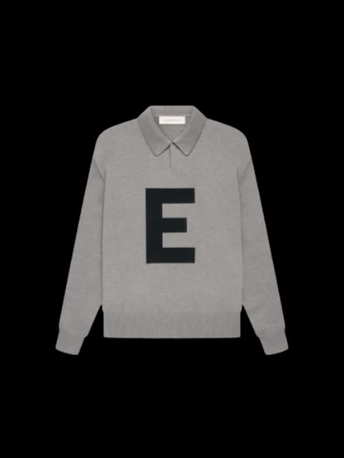 Fear of God Essentials Kids Big E Knit Polo Dark Oatmeal