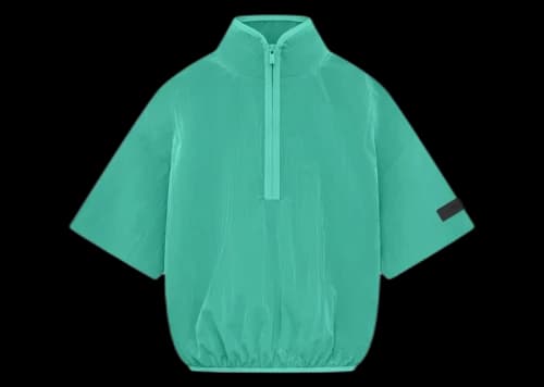 Fear of God Essentials Kids Crinkle Nylon Halfzip S/S Shirt Mint Leaf