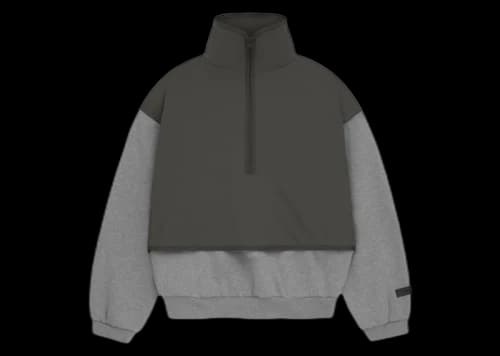 Fear of God Essentials Kids Nylon Fleece Mockneck Sweater Dark Heather Oatmeal/Ink