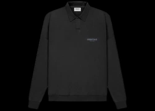 Fear of God Essentials Long Sleeve French Terry Polo Black