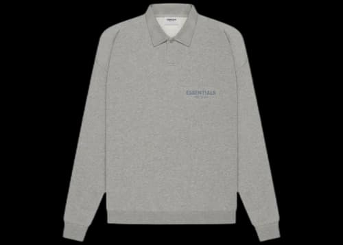 Fear of God Essentials Long Sleeve French Terry Polo Dark Heather Oatmeal