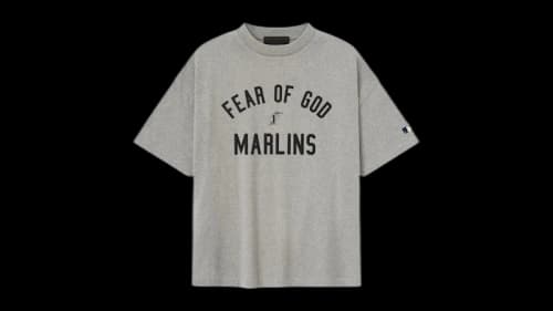 Fear of God Essentials Marlins 90's Tee Concrete Heather